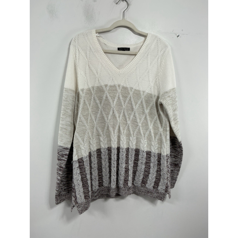 Womans Napa Valley Pullover Long Sleeve Sweater Multicolor Large Side Slits